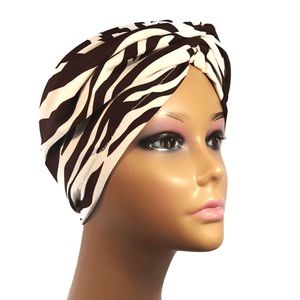 Zebra Satin Lined Turban Hair Wrap Bonnet Scarf